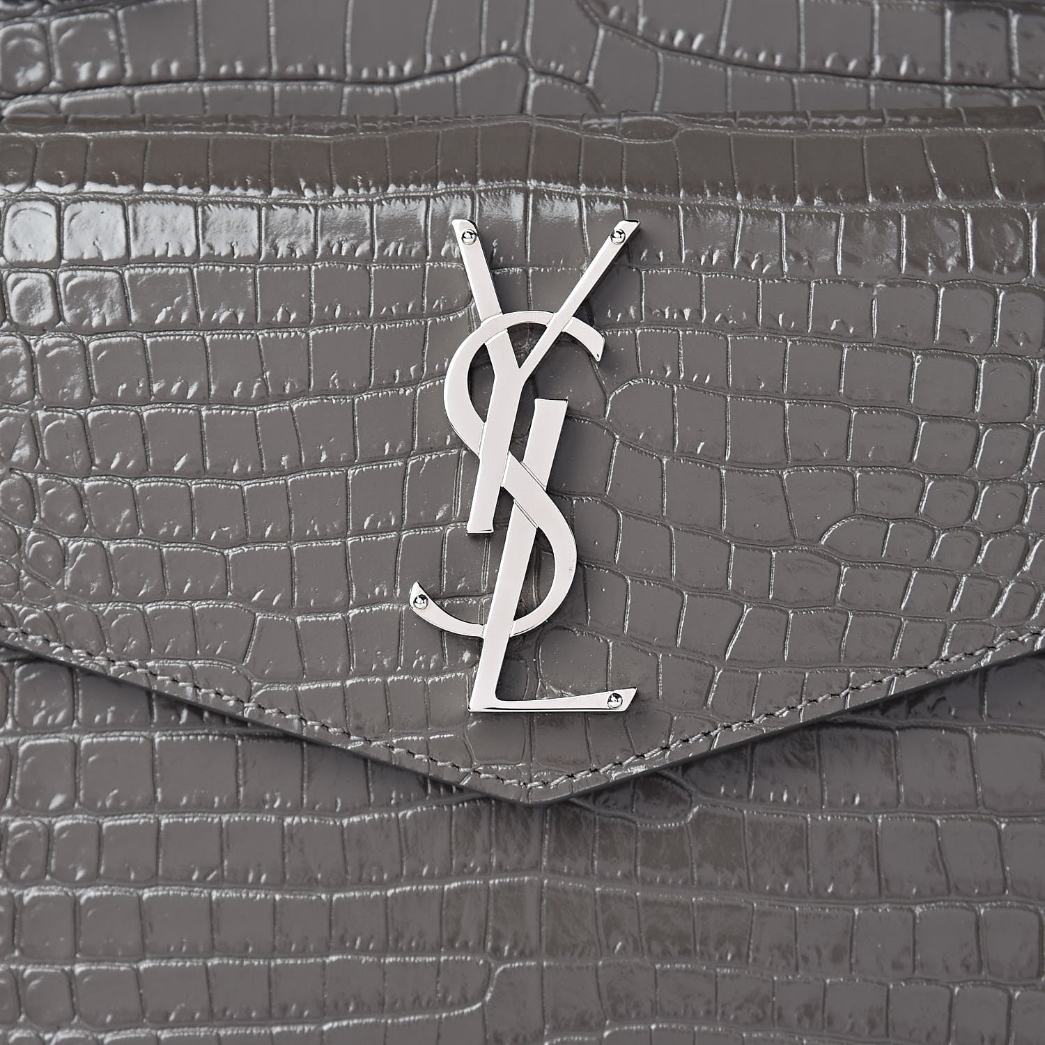 Saint Laurent Croc Calfskin Embossed Medium Uptown Tote Asphalt 8 of 10