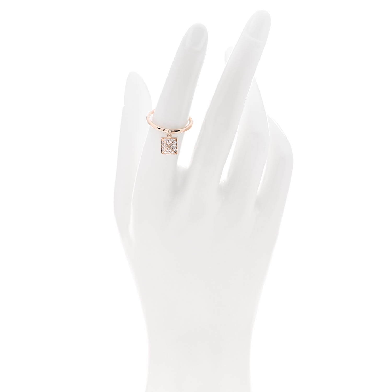 Hermes 18K Rose Gold Diamond PM Clou d'H Ring 52 6 2 of 5