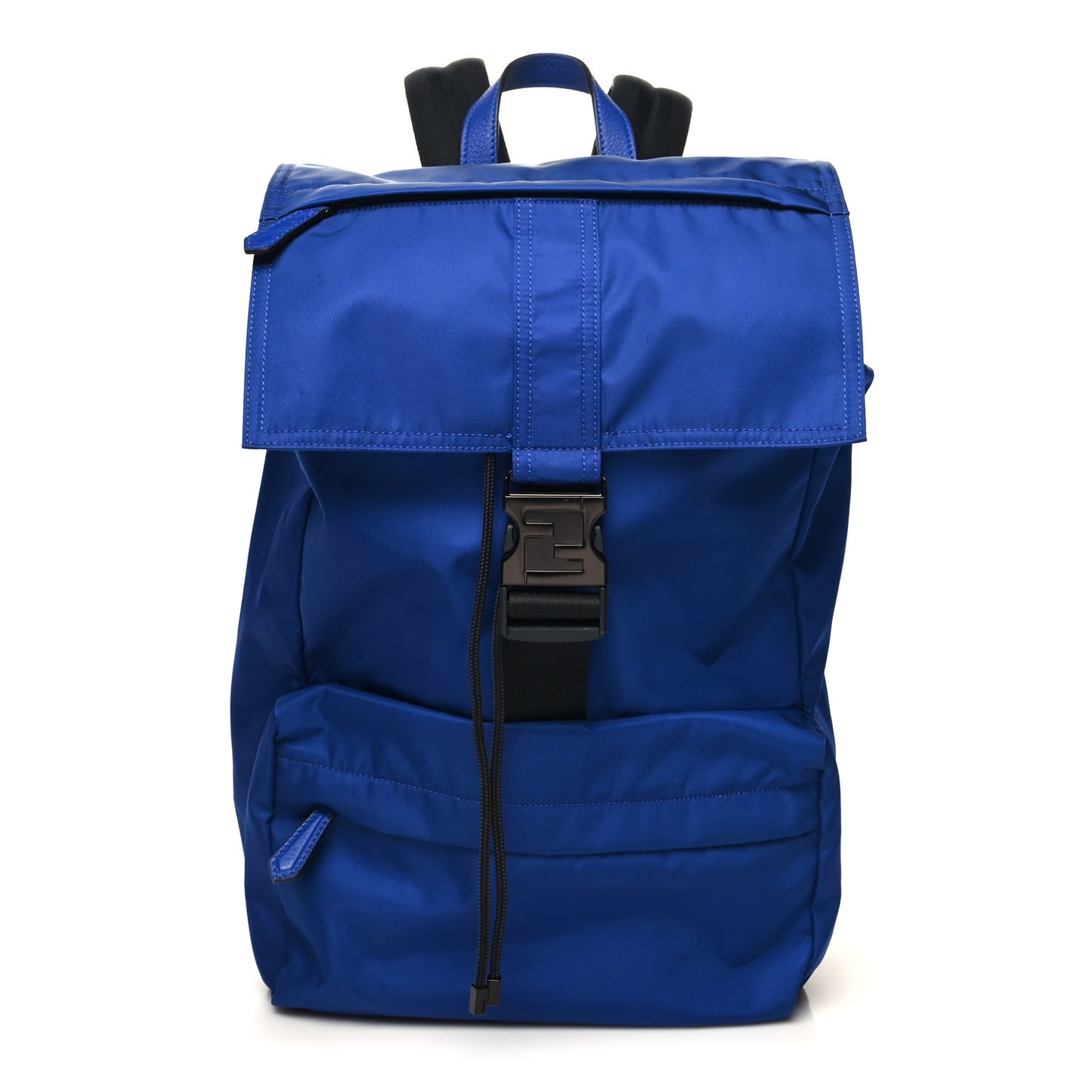 Econyl Nylon Santander Cuoio Roma Medium Fendiness Backpack Blu Neon