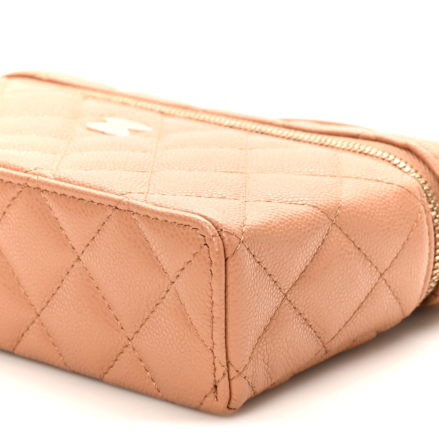 Caviar Quilted Top Handle Slim Vanity With Chain Brown