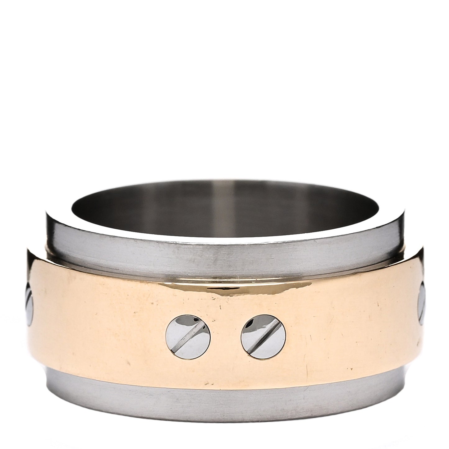 18K Yellow Gold Stainless Steel 12mm Santos Ring 62 10