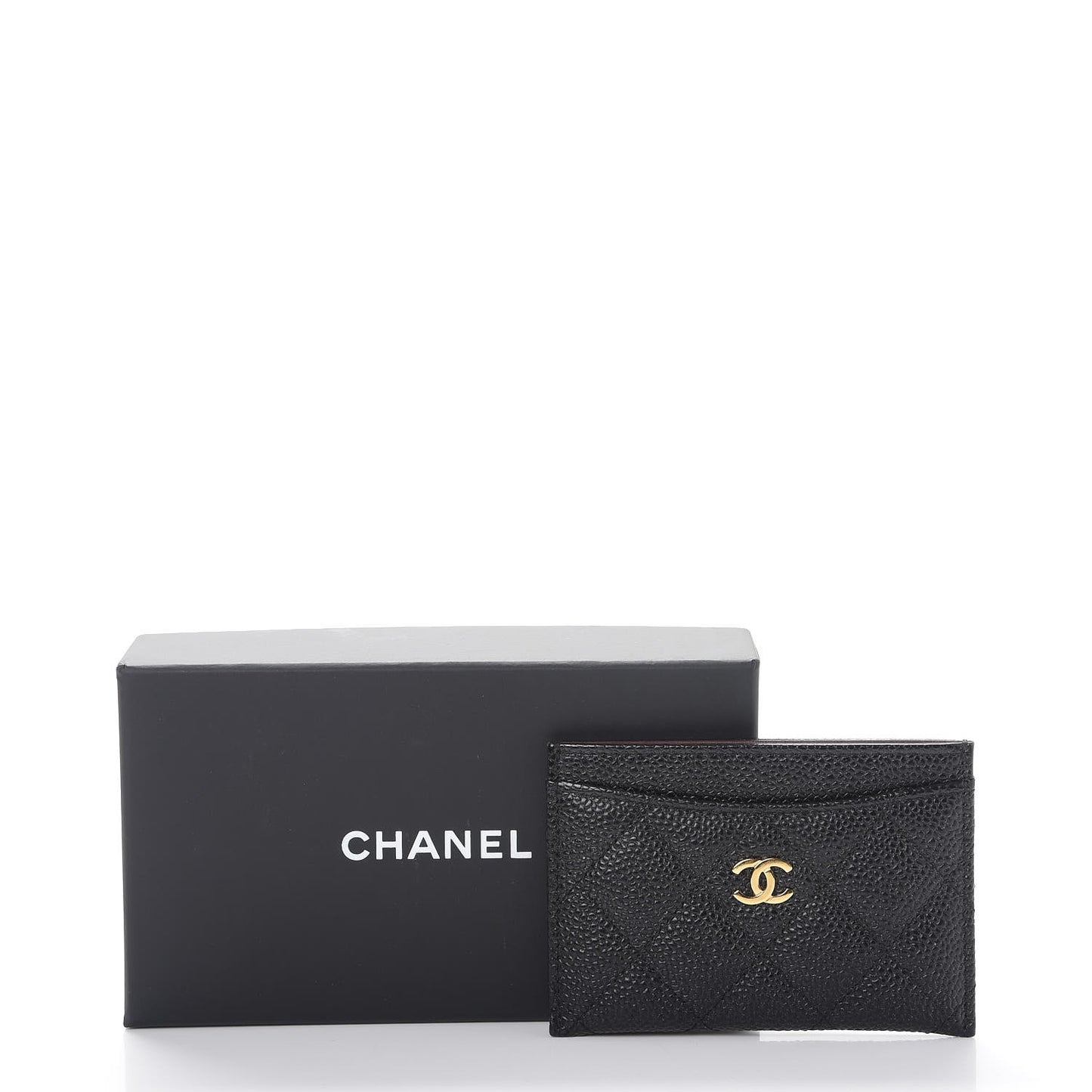 Caviar Quilted Card Holder Black