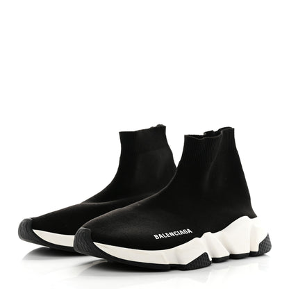 Balenciaga Neoprene Knit Womens Speed Sneakers 37 Black White 3 of 16