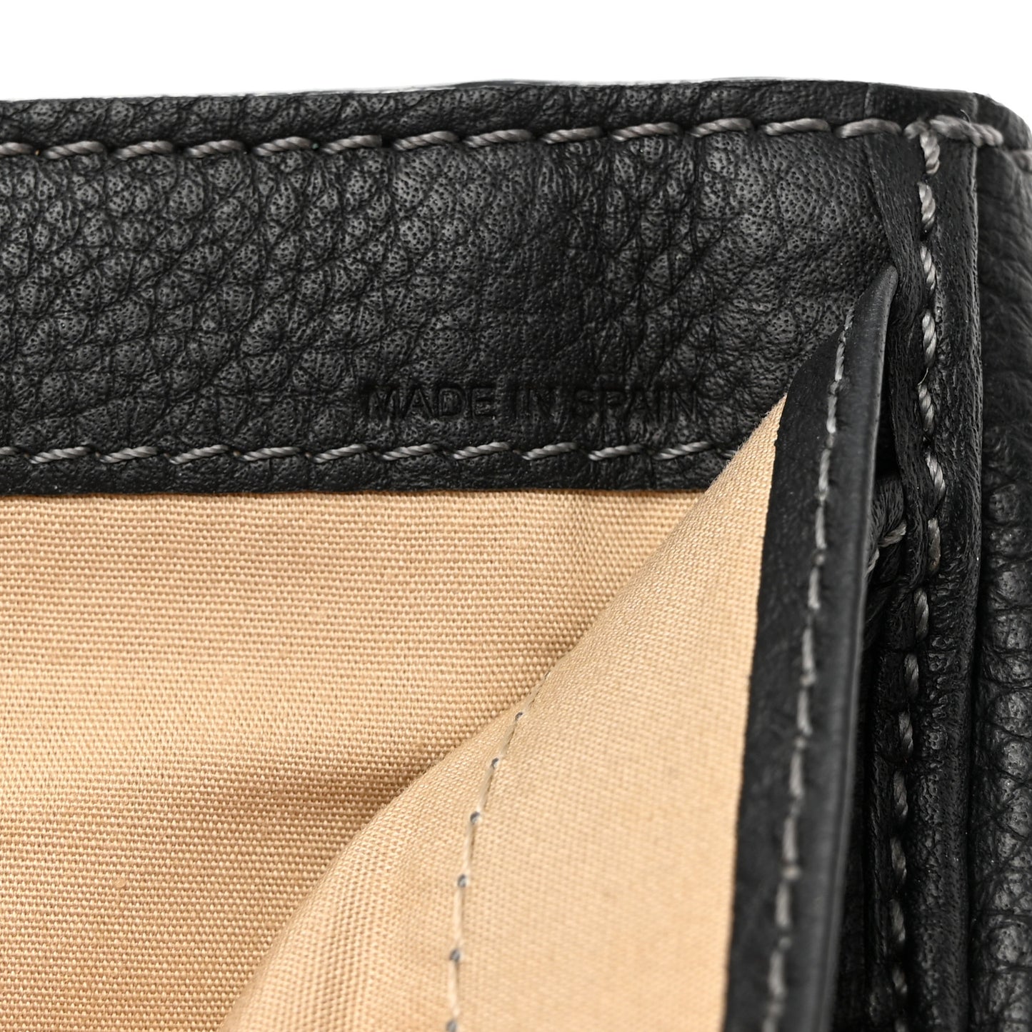 Grained Calfskin Marcie Square Wallet Black