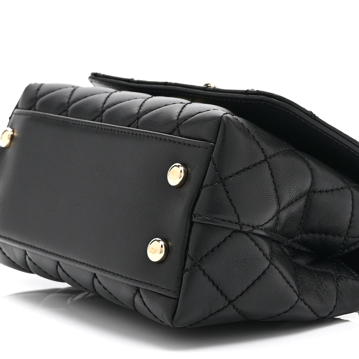 Goatskin Quilted Rainbow Extra Mini Coco Handle Flap Black