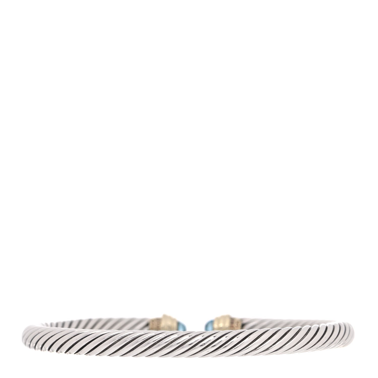 David Yurman Sterling Silver 14K Yellow Gold Blue Topaz 5mm Cable Classics Petite Color Bracelet 3 of 4