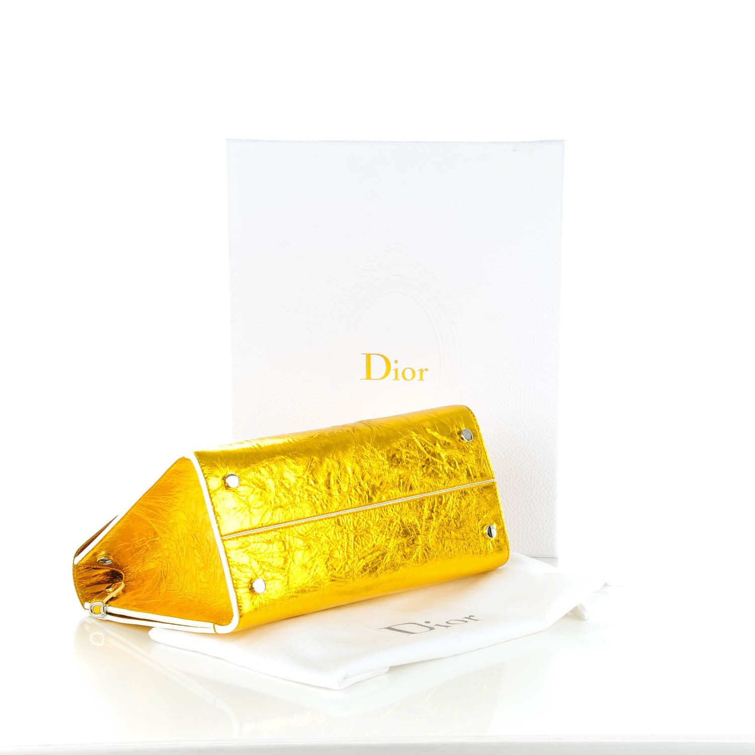 Christian Dior Metallic Calfskin Medium Diorever Flap Gold 4 of 6