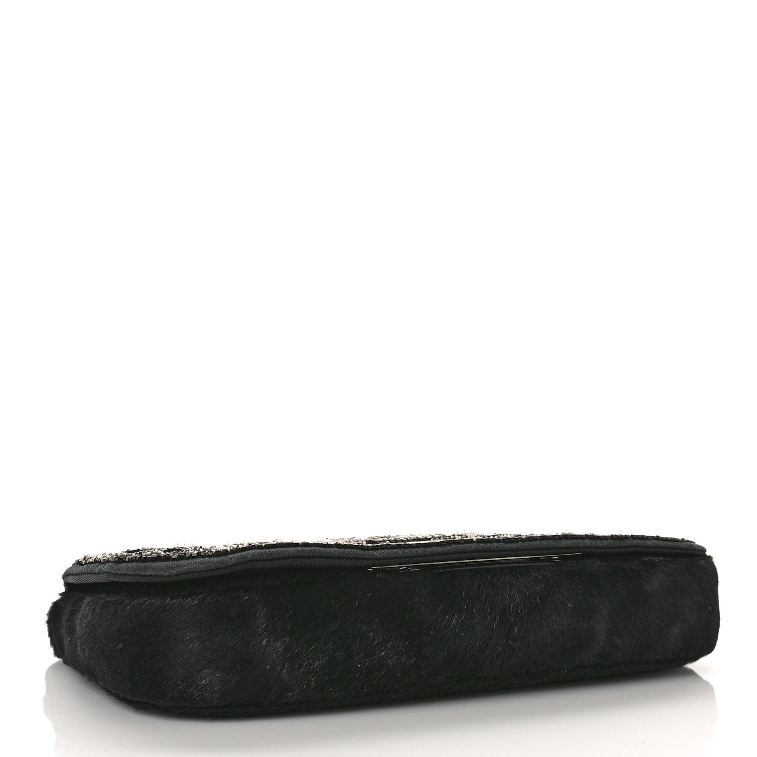 Christian Dior Embellished Pony Hair Maris Pearl Shoulder Bag Black Silver 4 of 8