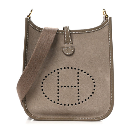Hermes Veau Grizzly Taurillon Clemence Evelyne TPM Gris Caillou Etoupe 1 of 10