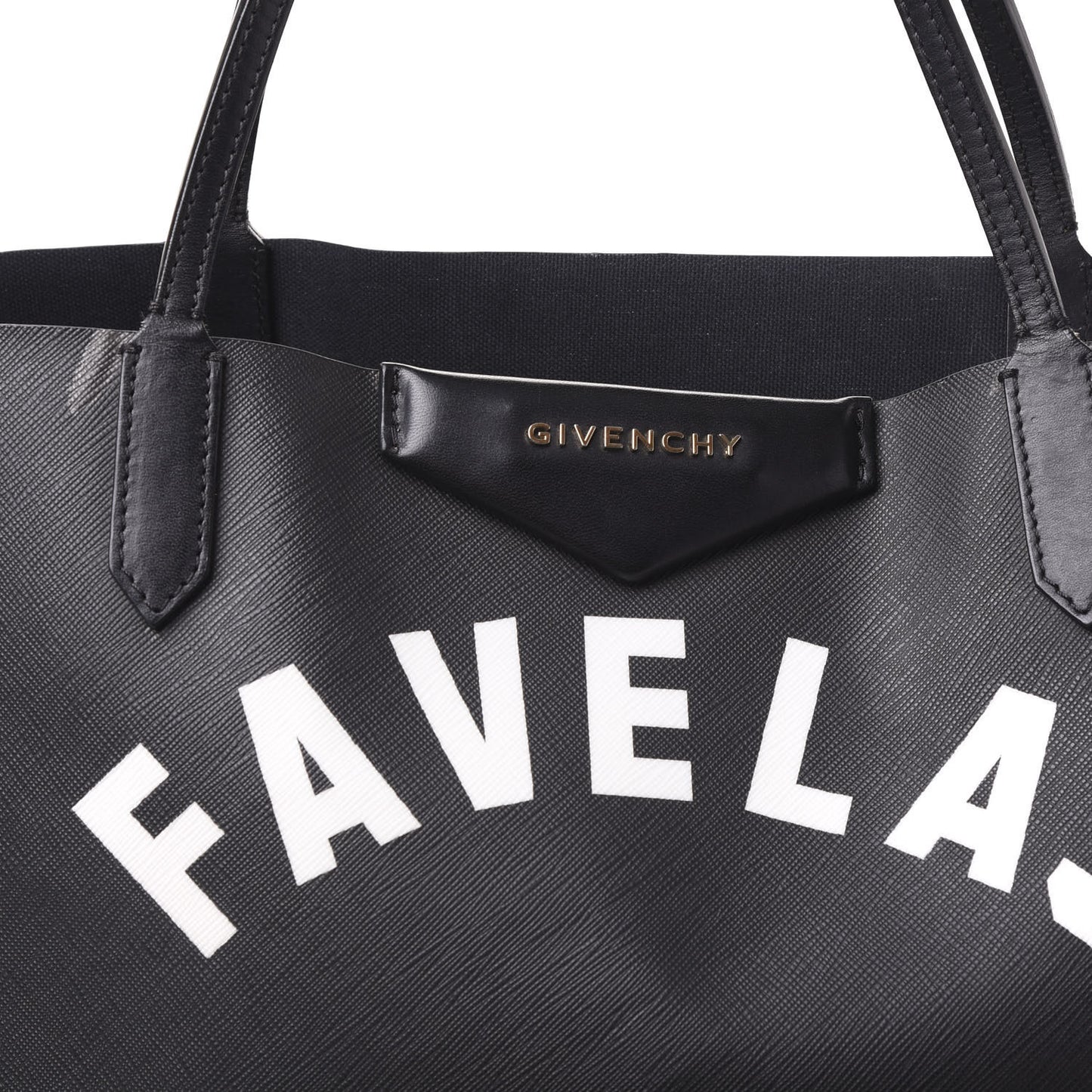 Textured Coated Canvas Favelas Large Antigona Tote Black