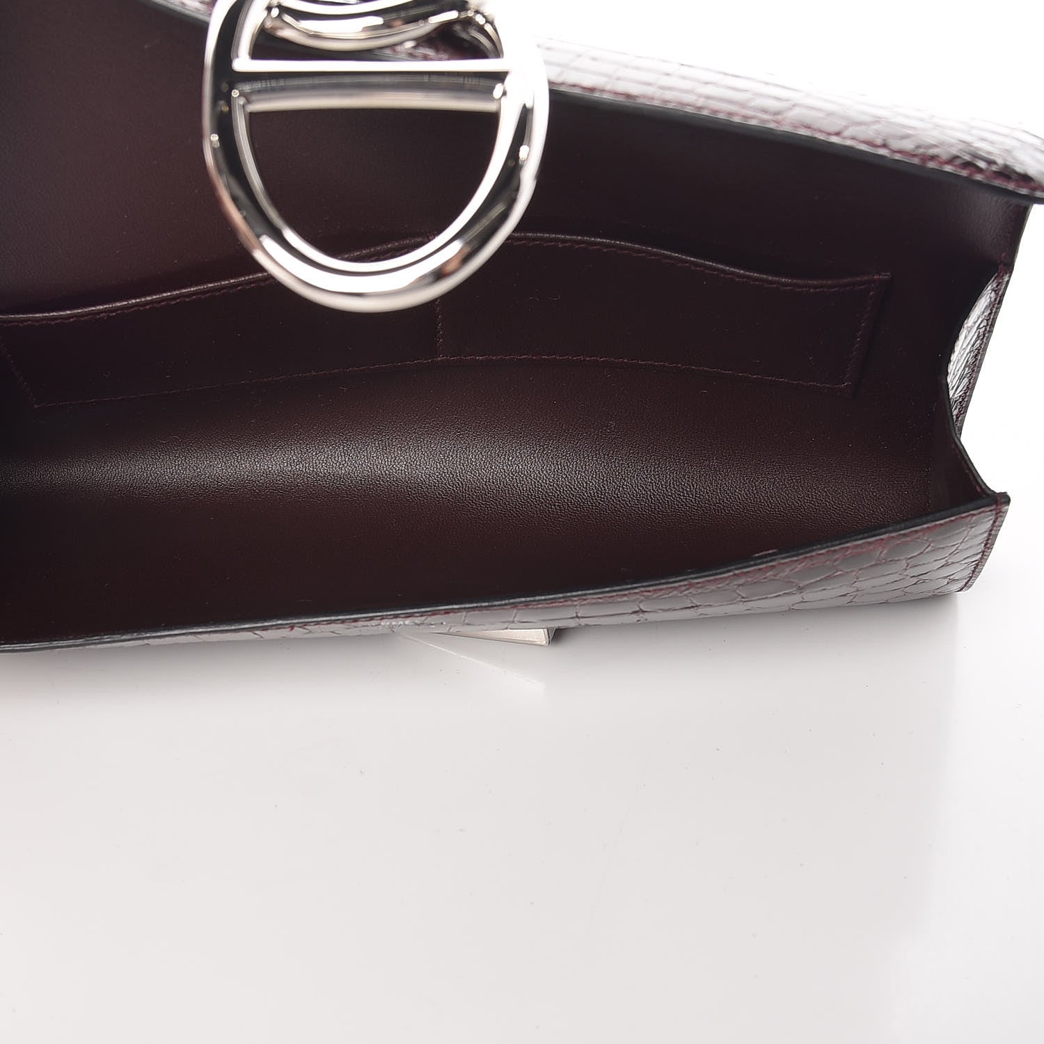 Hermes Shiny Niloticus Crocodile Egee Clutch Bordeaux 5 of 9