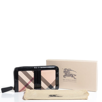 Burberry Supernova Check Patent Large Ziggy Zip Around Wallet Black 5 of 9