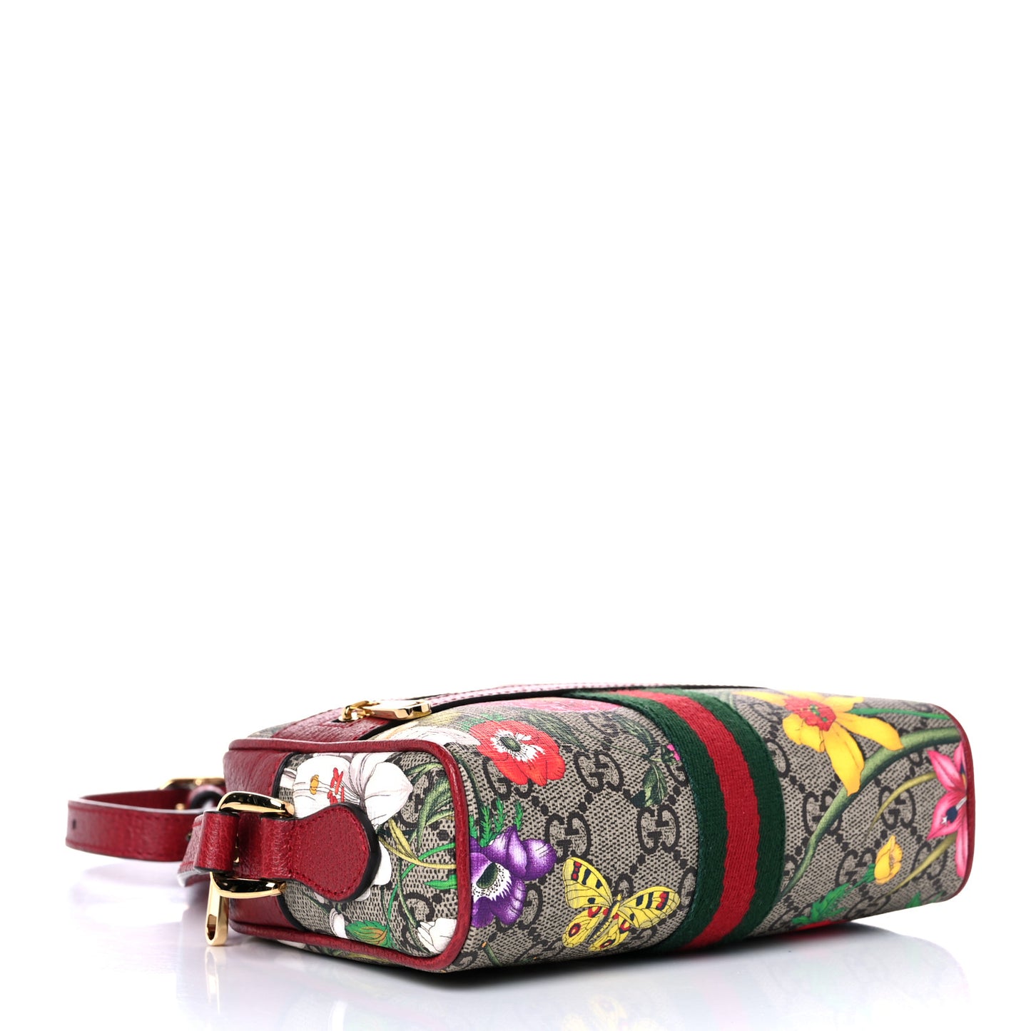 GG Supreme Monogram Flora Web Mini Ophidia Shoulder Bag Red