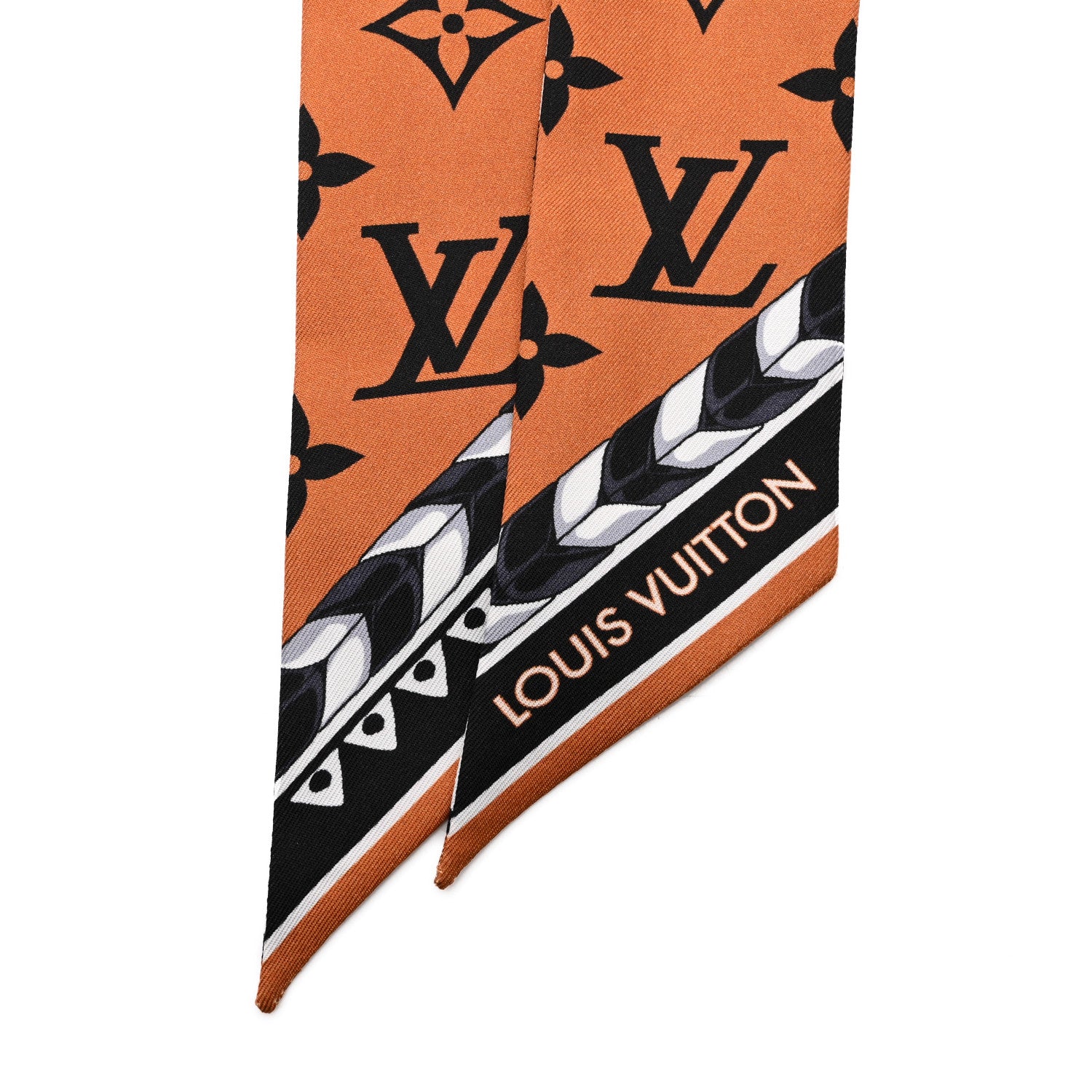 Louis Vuitton LOUIS VUITTON Silk Monogram LV Crafty Bi Color BB Bandeau Caramel Black 2 of 4