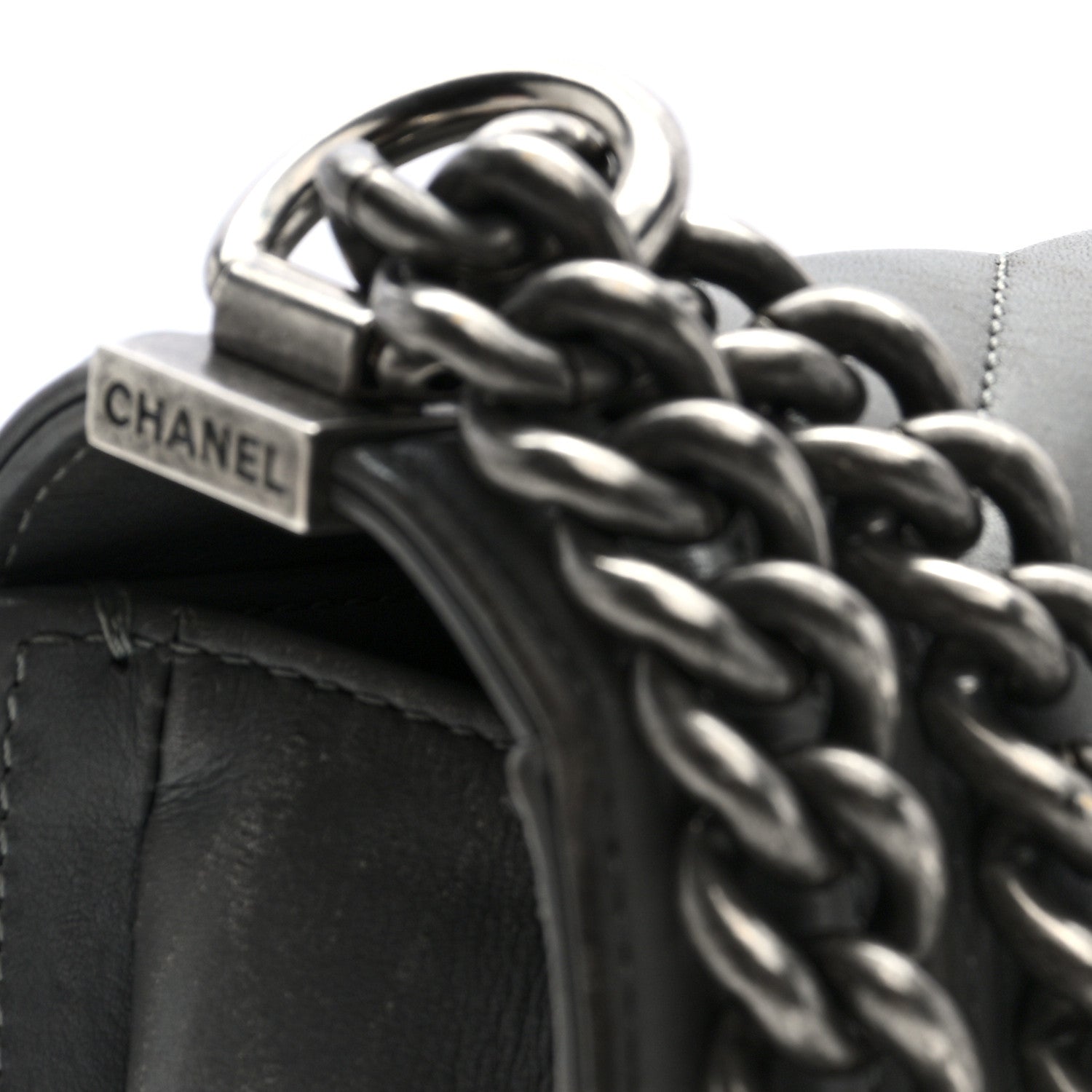 Chanel Lambskin Chevron Quilted Medium Boy Flap Grey 11 of 13