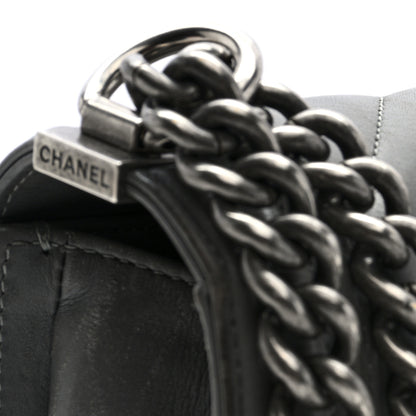 Chanel Lambskin Chevron Quilted Medium Boy Flap Grey 11 of 13