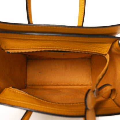 Celine Drummed Calfskin Nano Luggage Ocre 5 of 17