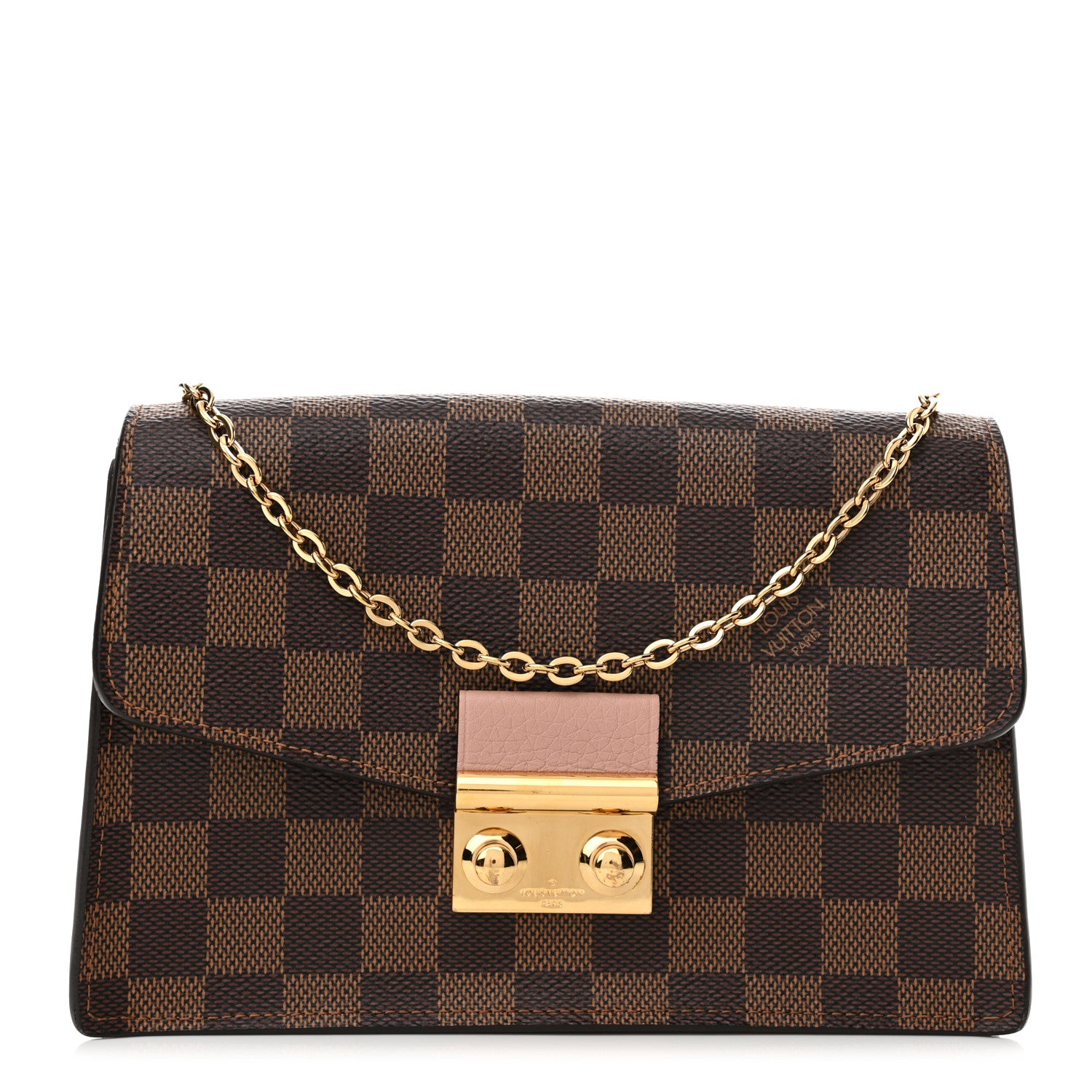 Louis Vuitton Damier Ebene Croisette Chain Wallet Magnolia 1 of 11