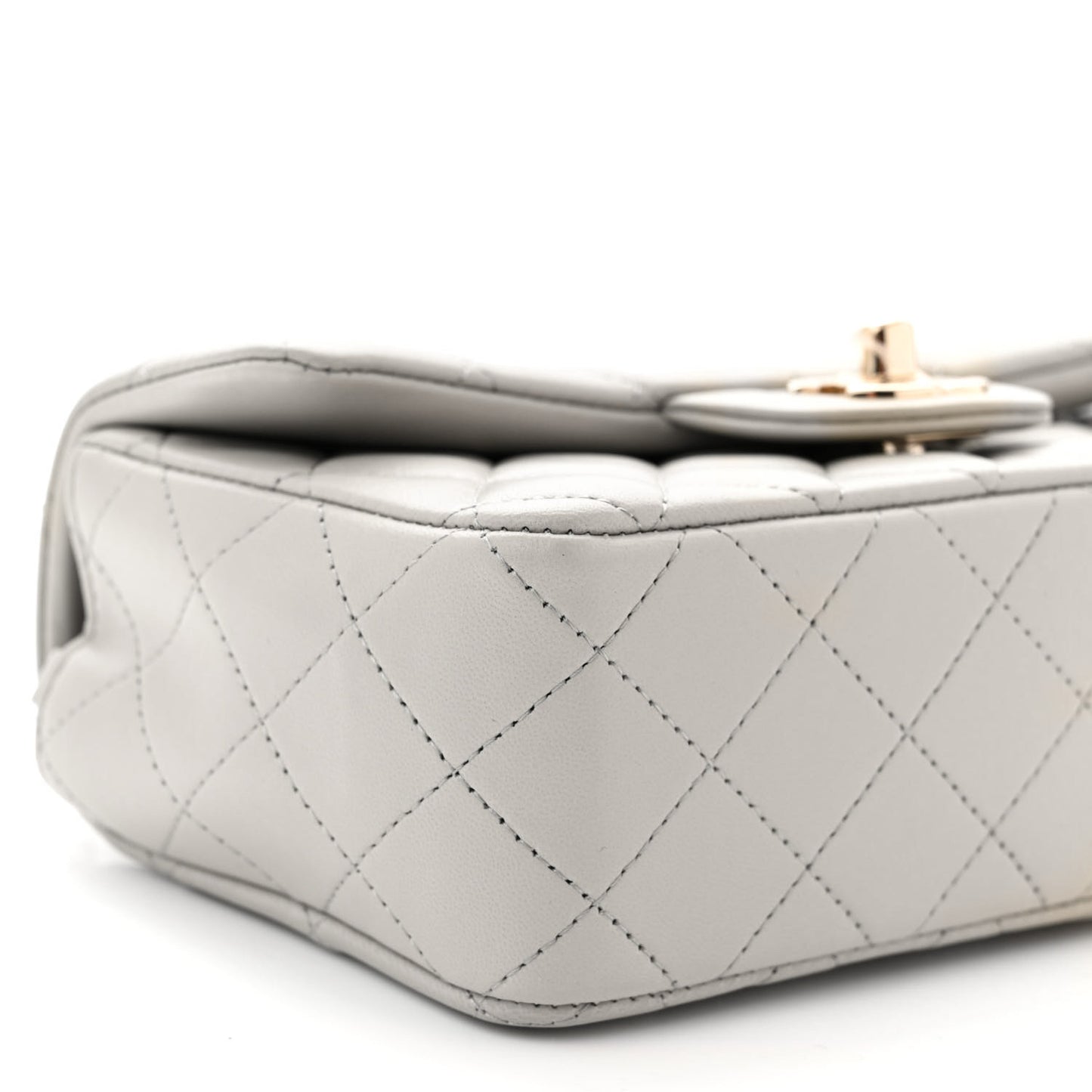 Lambskin Quilted Mini Rectangular Flap Grey