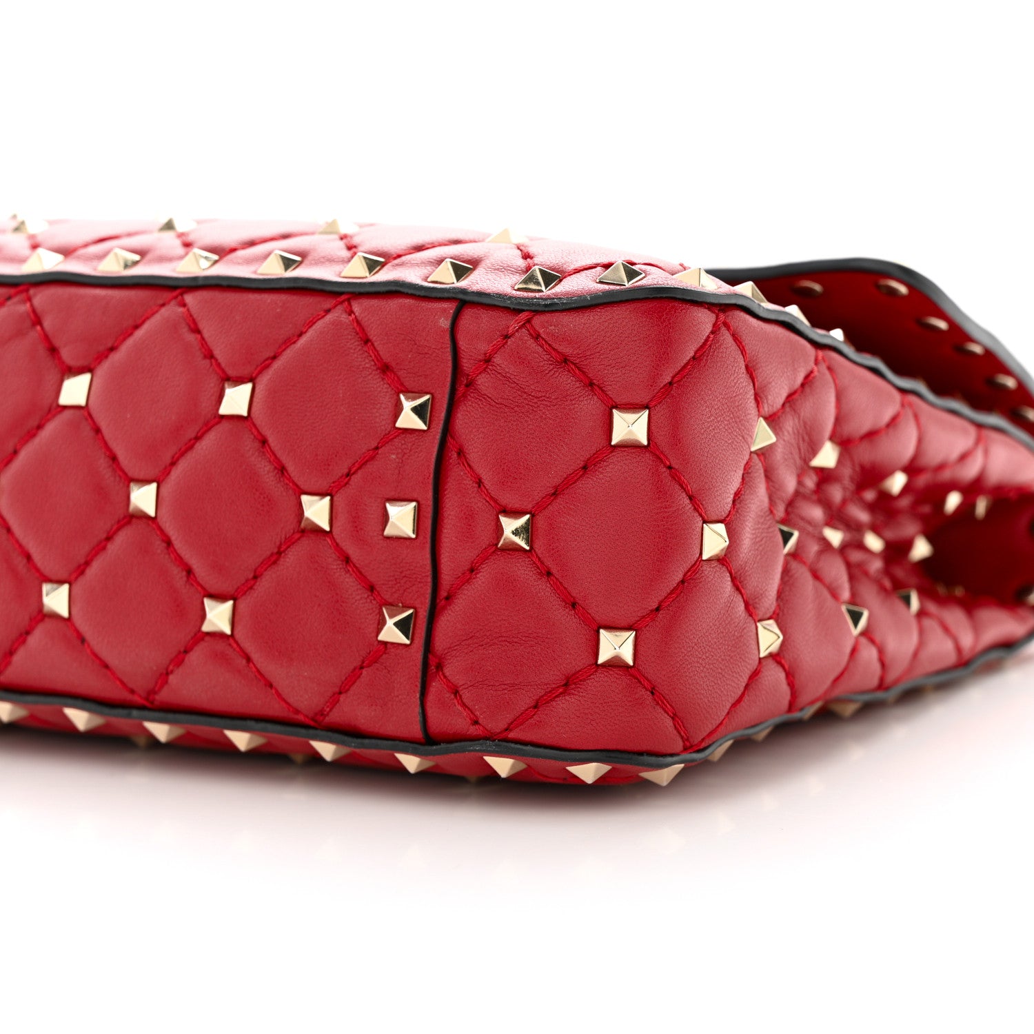 Valentino Garavani Lambskin Medium Rockstud Spike Shoulder Bag Red 10 of 13