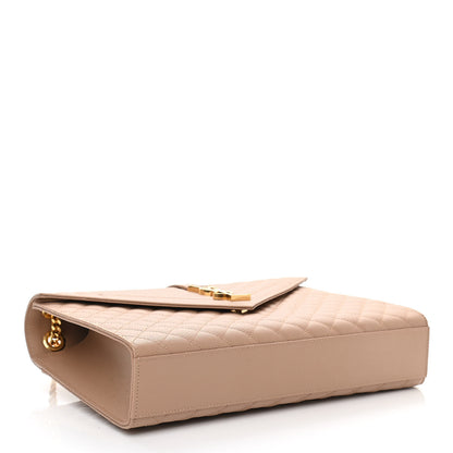 Saint Laurent Grain De Poudre Mixed Matelasse Large Triquilt Monogram Satchel Dark Beige 4 of 11