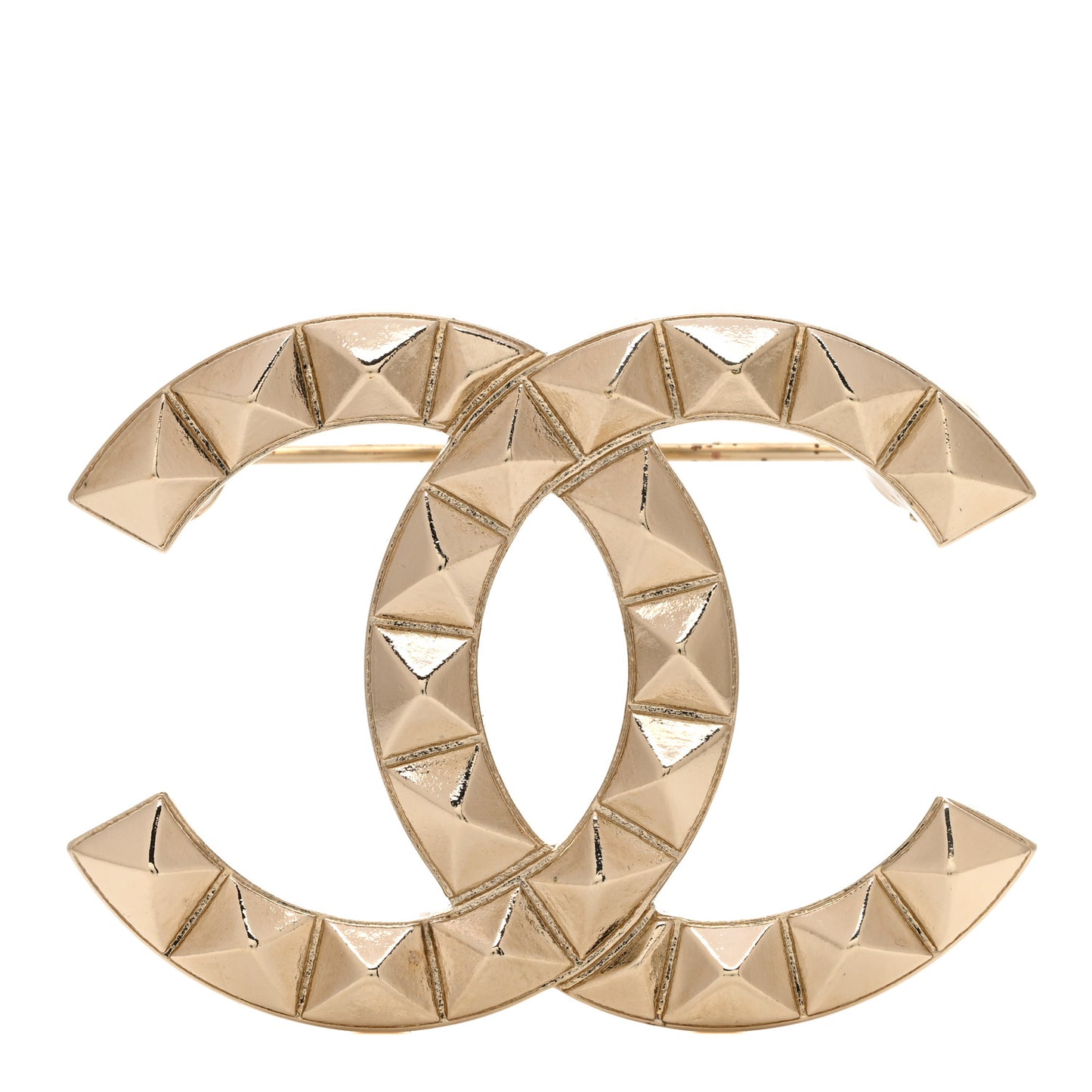 Studded CC Pin Brooch Gold