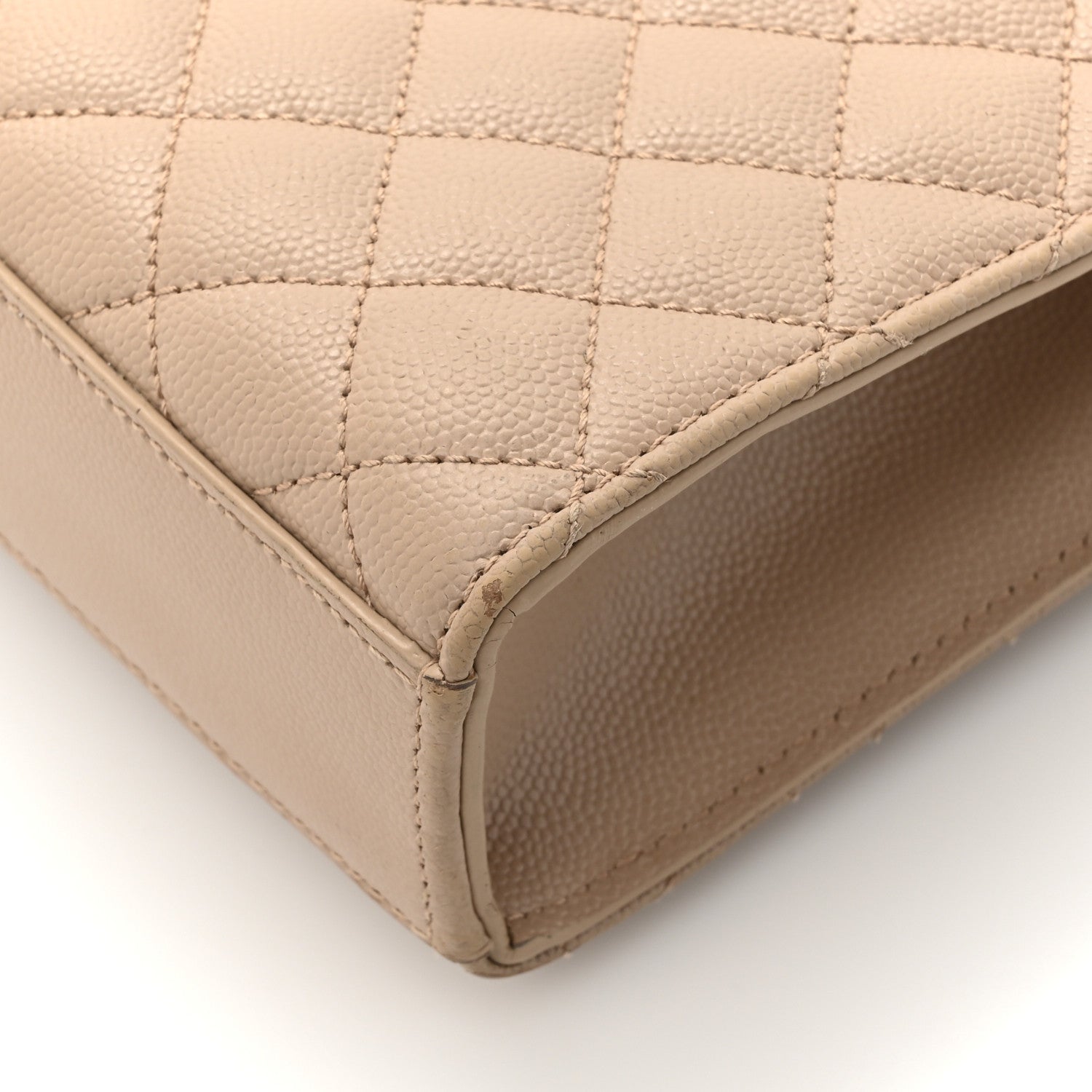 Saint Laurent Grain De Poudre Textured Mixed Matelasse Medium Triquilt Monogram Satchel Dark Beige 15 of 15