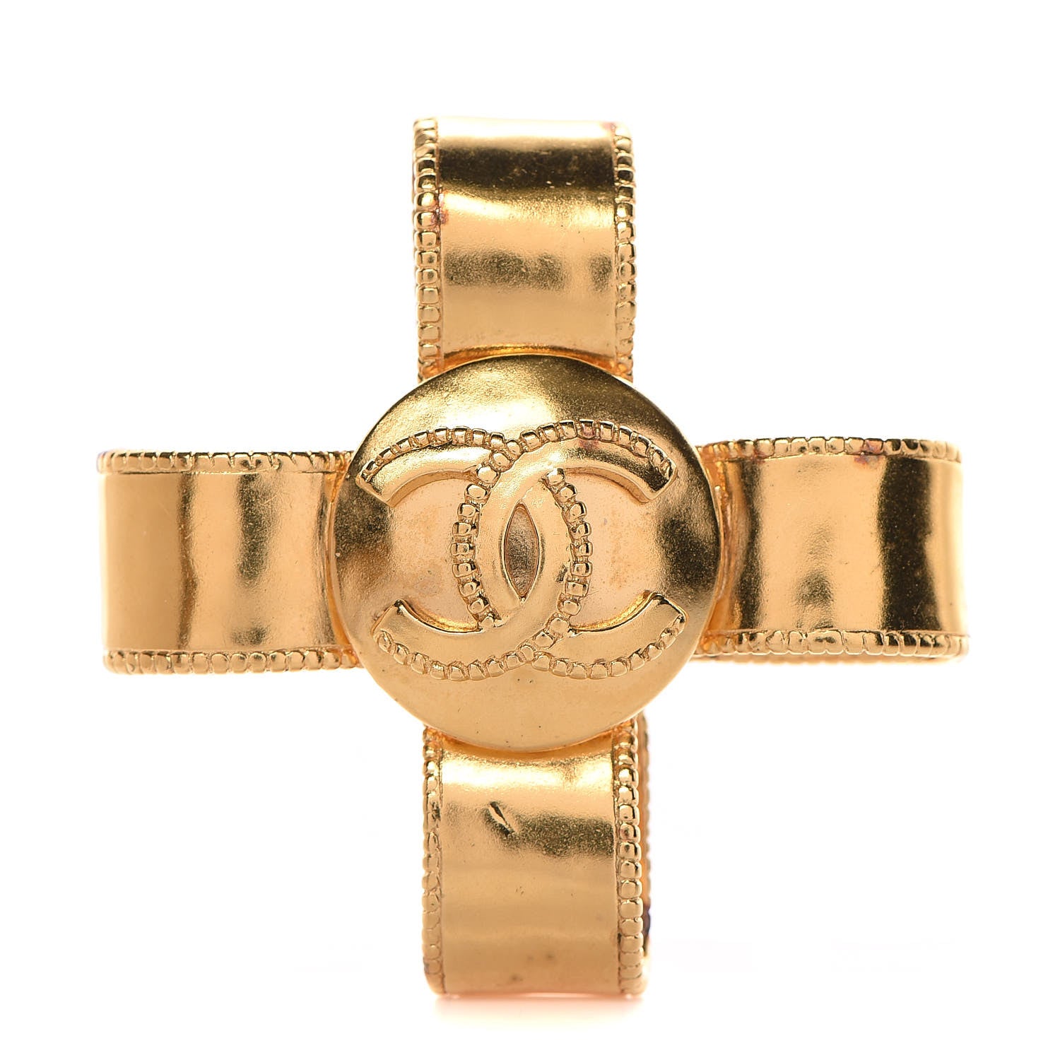 Chanel CC Cross Brooch Gold 1 of 4
