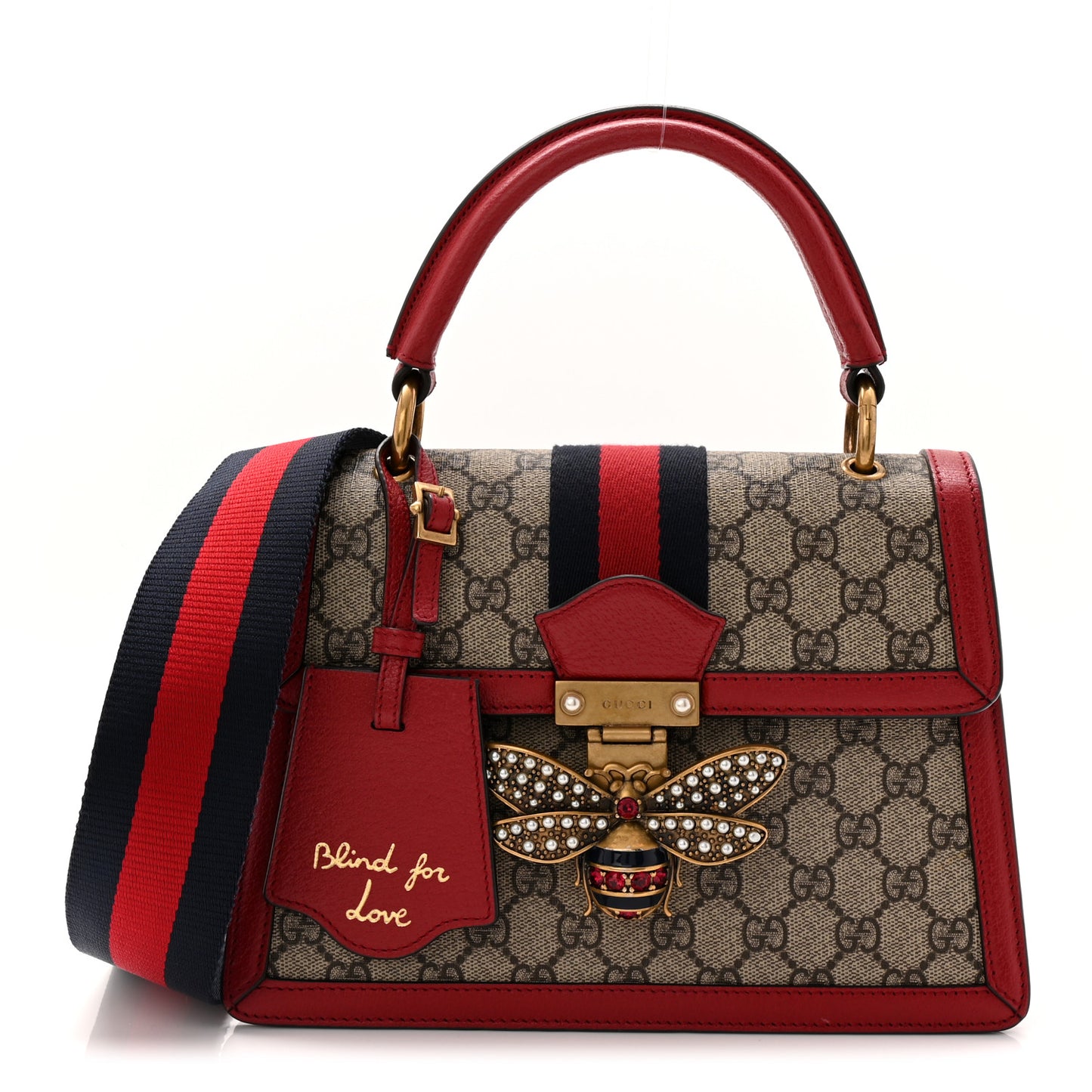 GG Supreme Monogram Small Queen Margaret Top Handle Bag Red