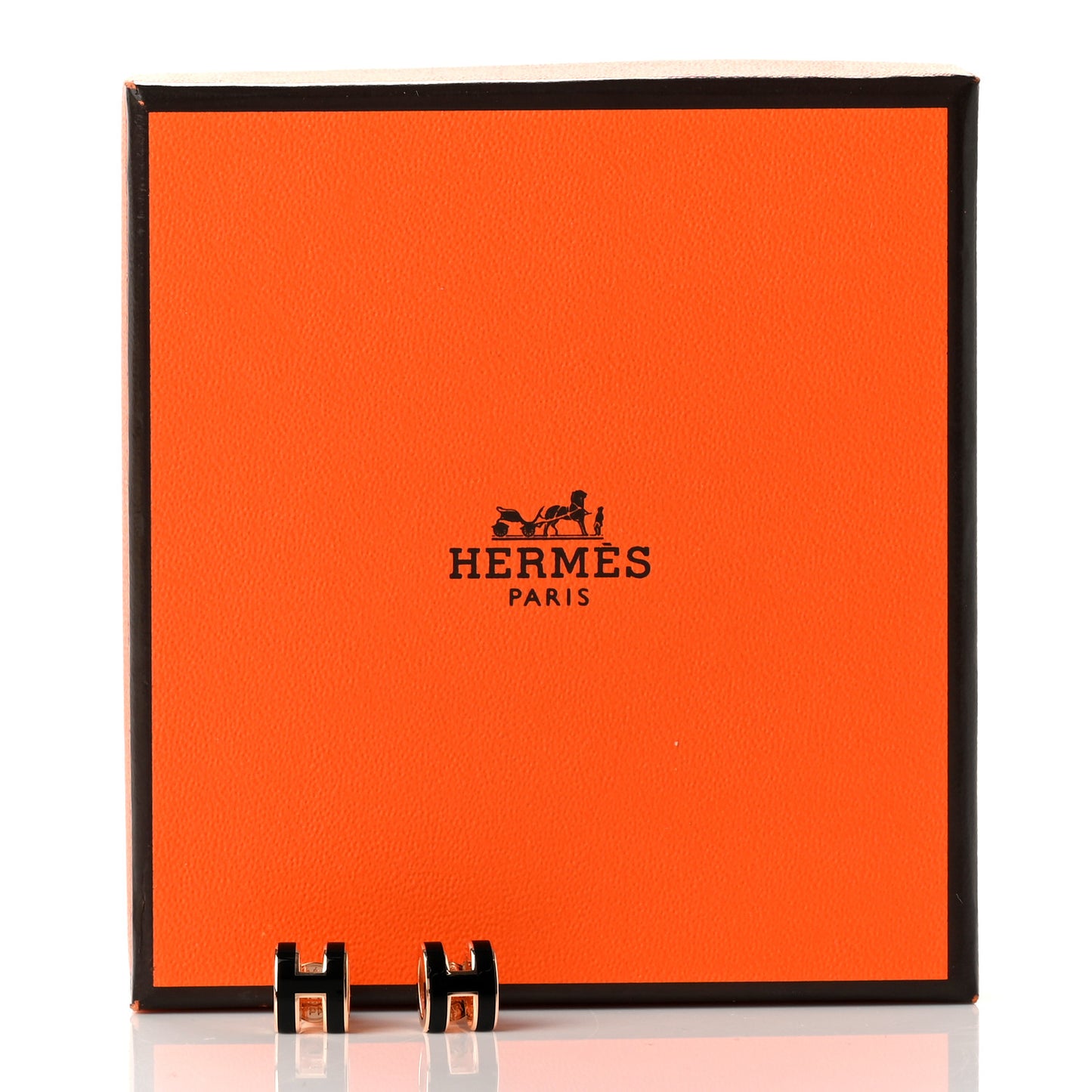 Rose Gold Lacquered Mini Pop H Earrings Black