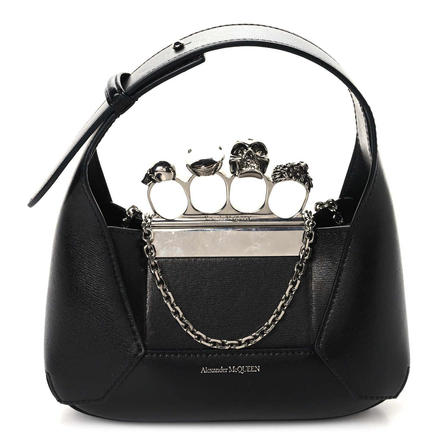 Alexander McQueen Calfskin Mini The Jeweled Hobo Black 1 of 11