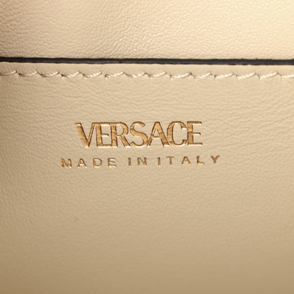 Versace Calfskin Canvas Allover La Medusa Small Top Handle Handbag Brown 6 of 10