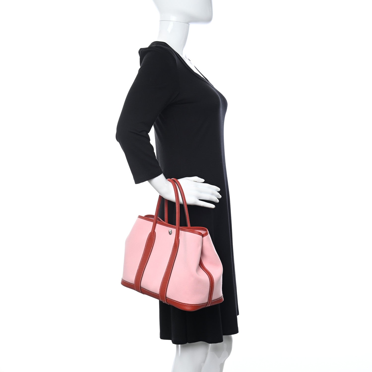 Hermes Toile Militaire Vache Country Garden Party Tote 30 Rose Sakura Rouge Duchesse 2 of 10