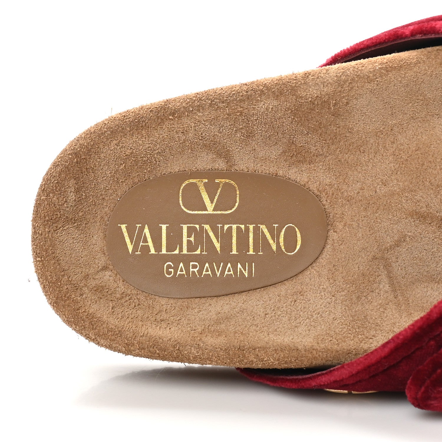 Valentino Garavani Velvet Flat Slide Sandals 37 Red 8 of 8