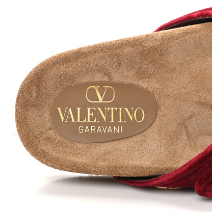 Valentino Garavani Velvet Flat Slide Sandals 37 Red 8 of 8