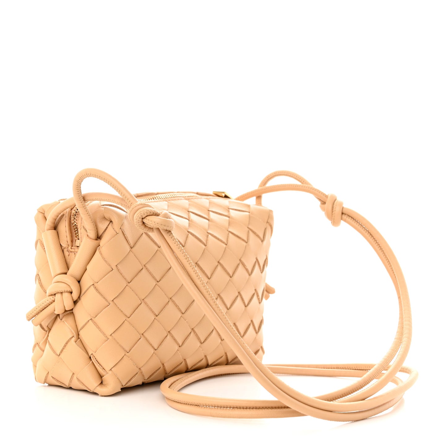 Nappa Intrecciato Mini Loop Camera Bag Almond
