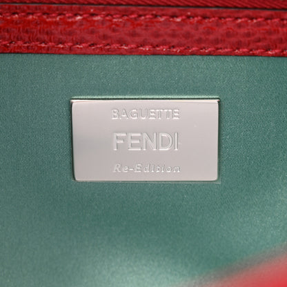 Fendi Satin Karung Crystal Baguette Rosso Scuro 6 of 11