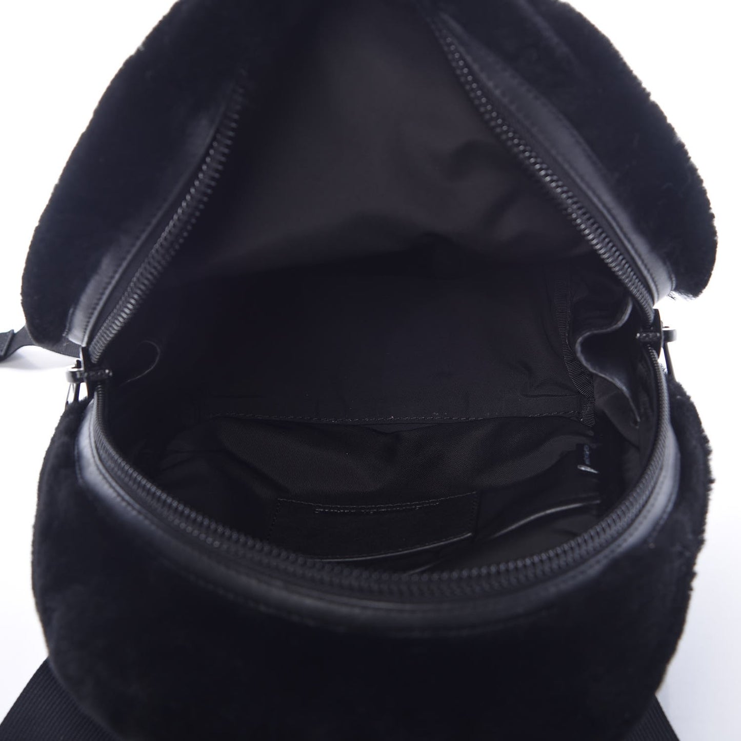 Shearling Rubberized Lambskin Backpack Black