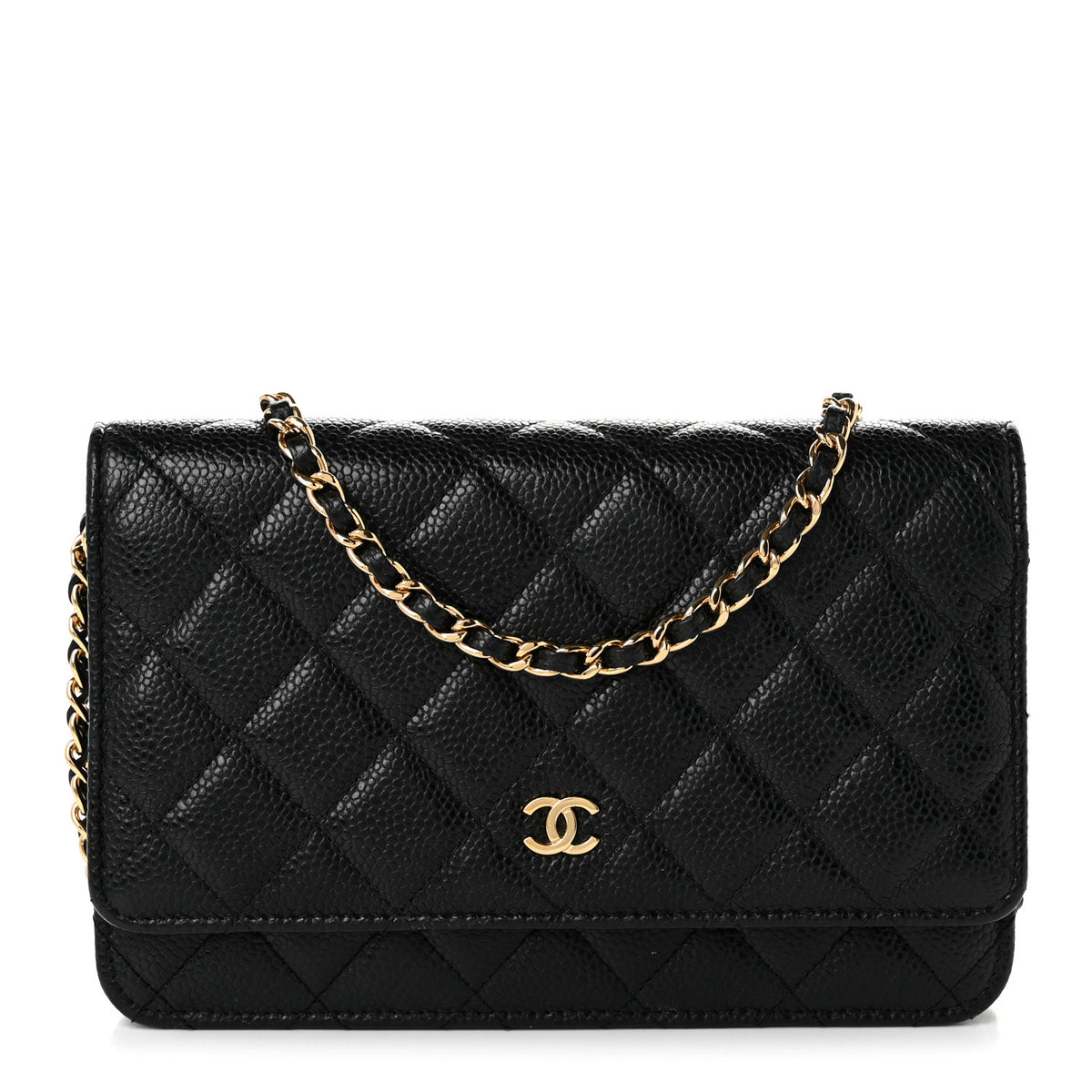 Caviar Quilted Wallet On Chain WOC Black