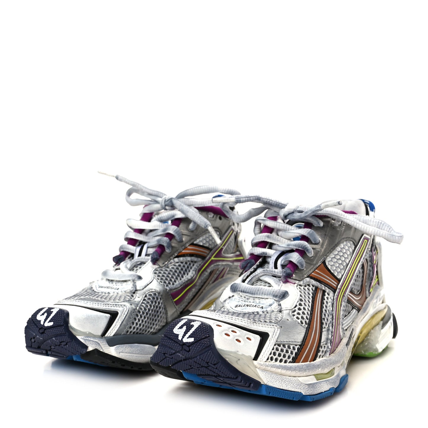 Mesh Rubber Distressed Mens Runner Sneakers 42 Multicolor