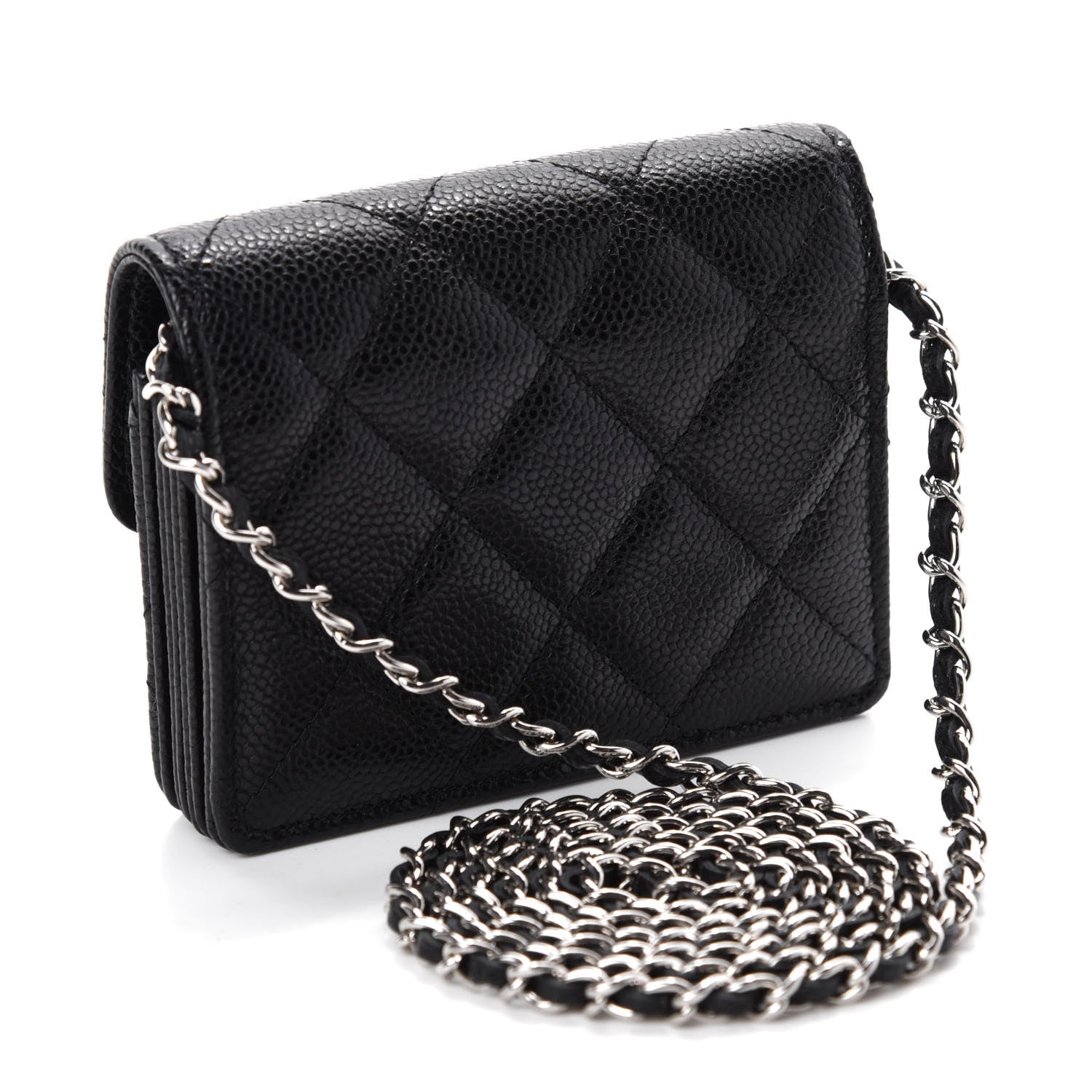 Chanel Caviar Quilted Flap Card Holder On Chain Black 3 of 12
