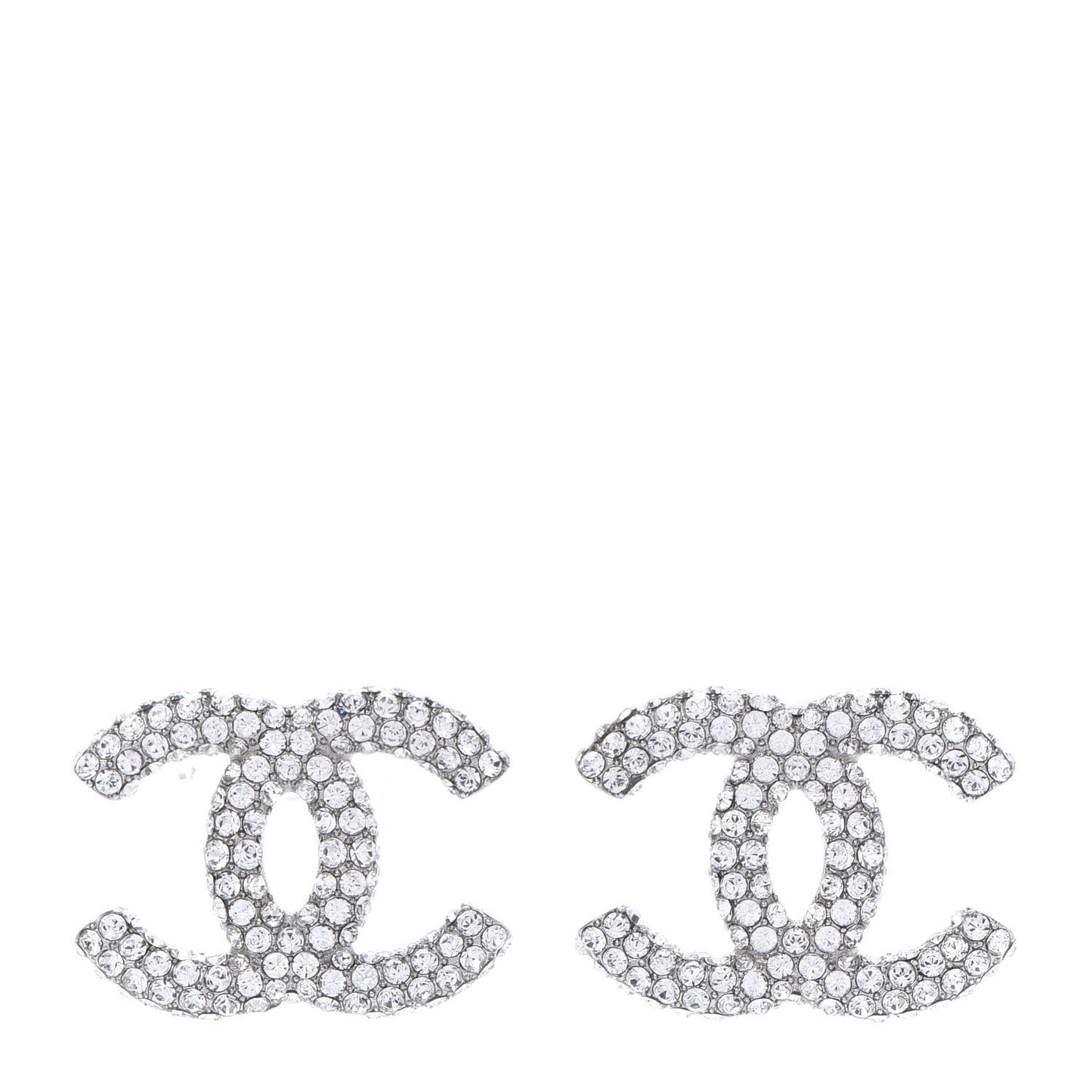 Crystal Large CC Earrings Silver