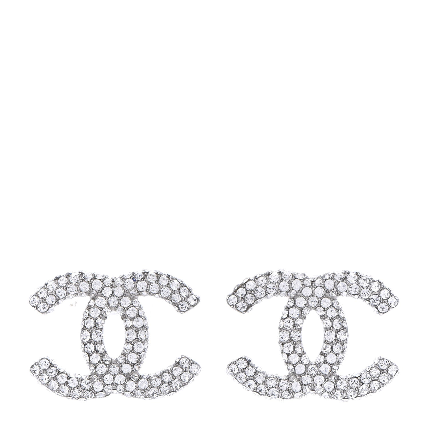 Chanel Crystal Large CC Earrings Silver 1 of 10