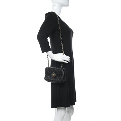Chanel Lambskin Quilted Diamond Lock Flap Black 2 of 11