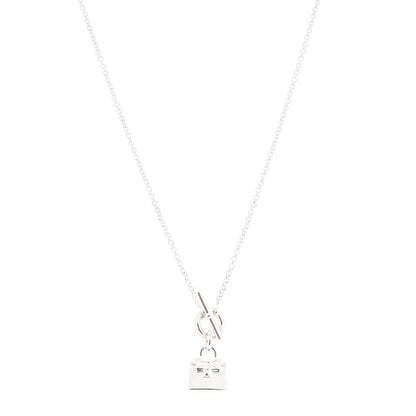 Hermes Sterling Silver Birkin Amulette Pendant Necklace 1 of 5