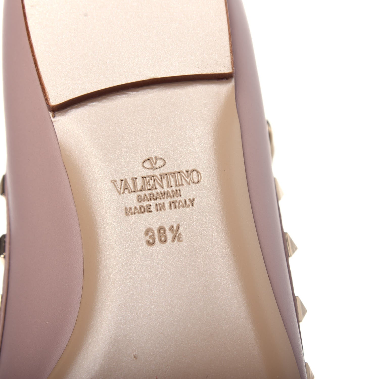 Valentino Garavani Calfskin Nappa Rockstud Cage Ballerina Flats 38.5 Poudre 10 of 11