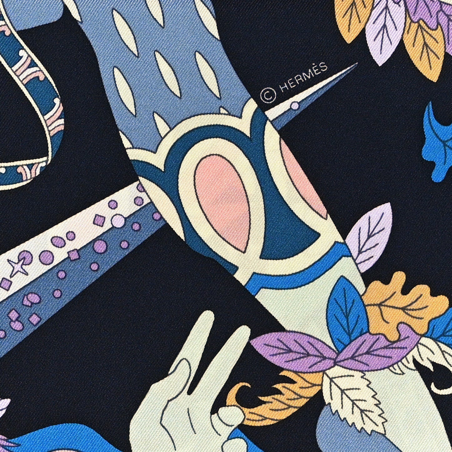 Silk Le Sacre Des Saisons Scarf 90 Bleu Noir Ciel Rose