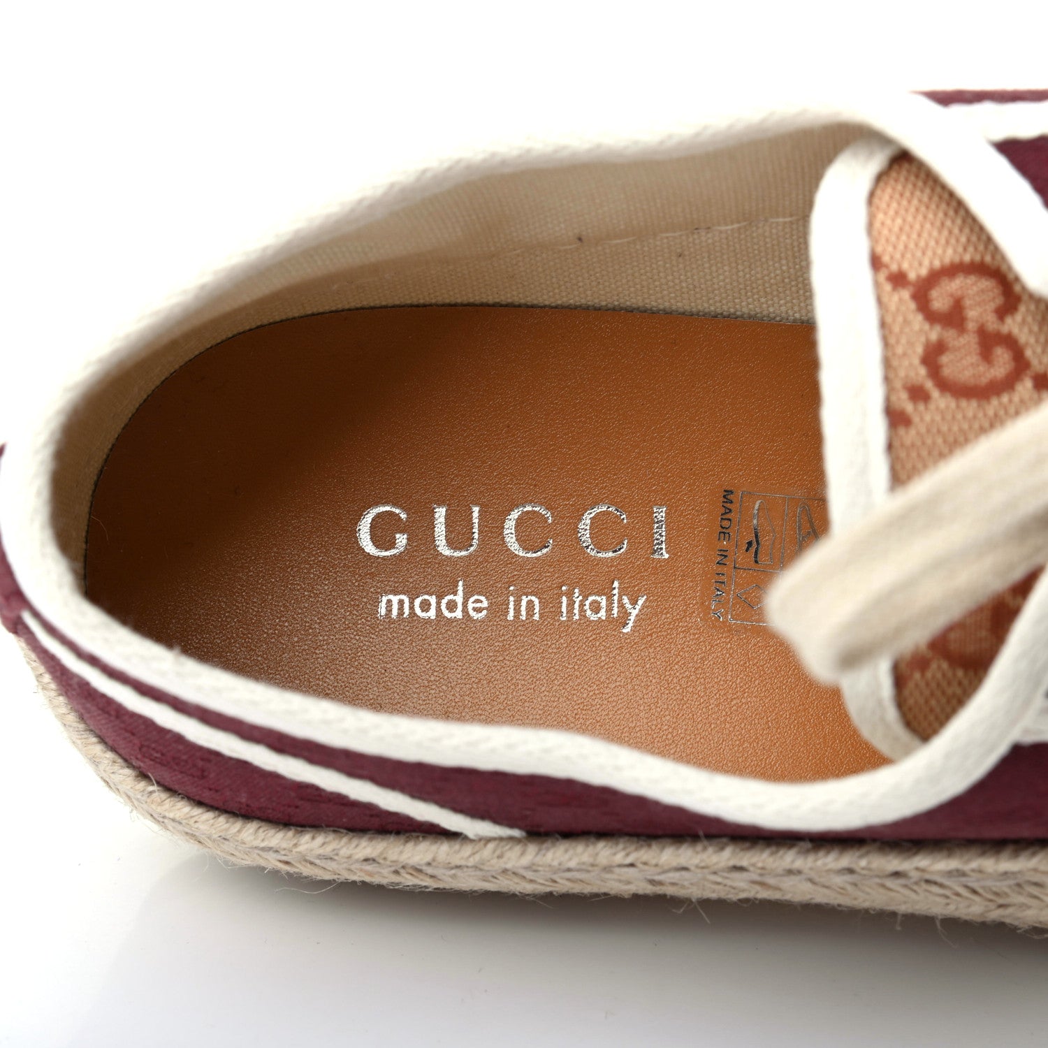 Gucci Jacquard Mini GG Monogram Mens Espadrille Sneakers 9 Burgundy Brick Red 8 of 11