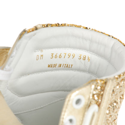 Saint Laurent Glitter Court Classic SL/14H High Top Sneakers 38.5 Gold 8 of 9