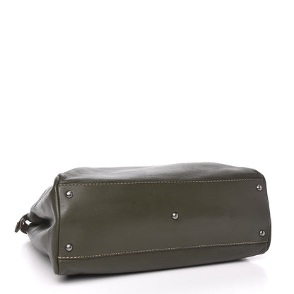 Fendi Vitello Saddle Cuoio Romano Selleria Large Peekaboo Iconic Satchel Olive 3 of 13
